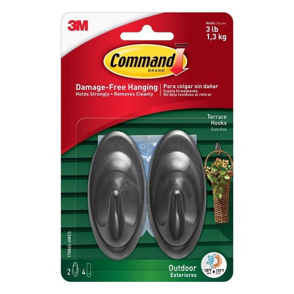 Command Hook Outdoor Slate Medium 17086S-AW